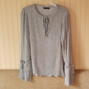 Maven West blouse large bell sleeves black gray